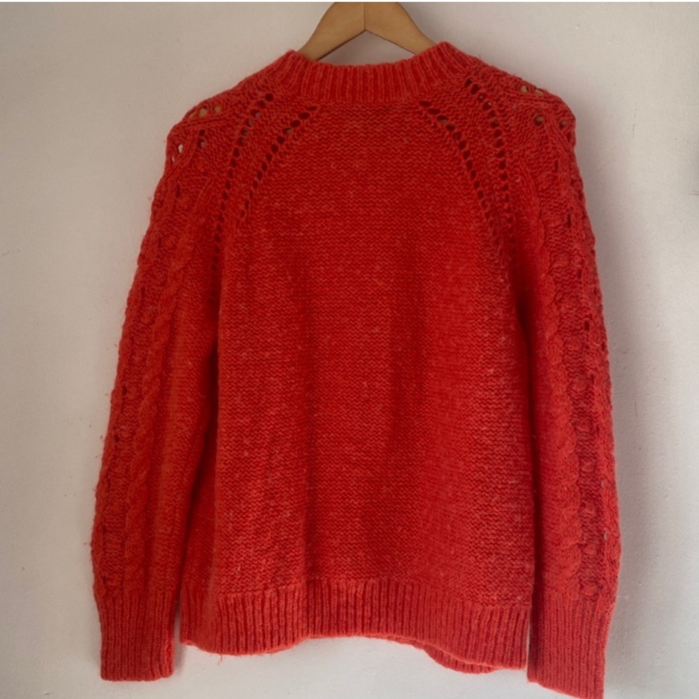 J. Crew M Cable-Knit Pointelle Sweater. - Picture 8 of 12